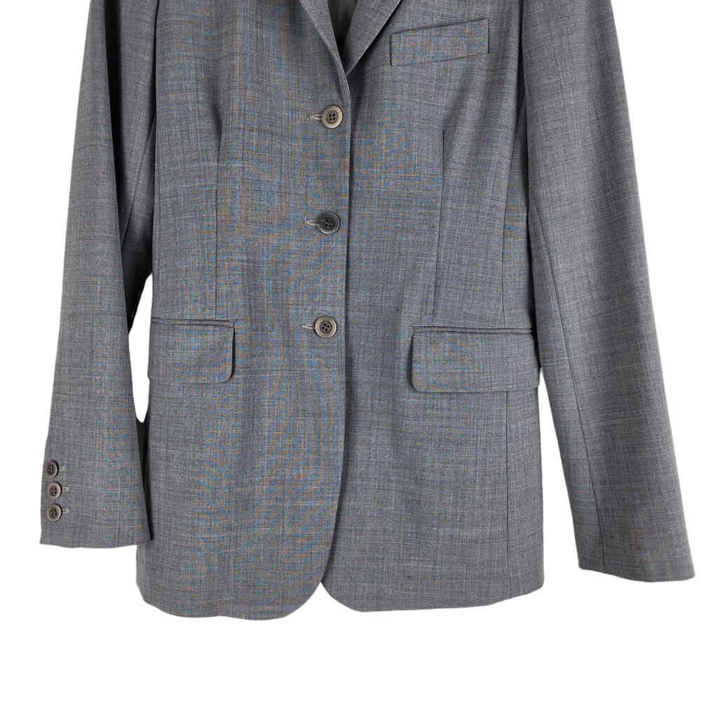 Theory Wool Three Button Blazer Gray Lined Sealed… - image 3